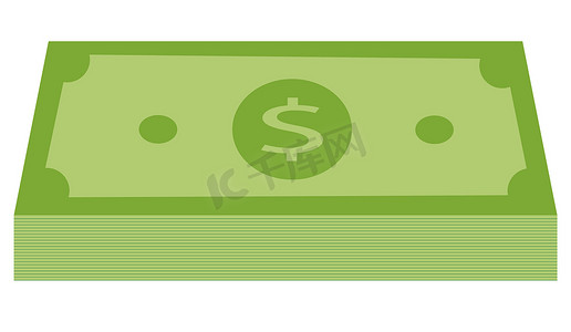 钱矢量图标摄影照片_绿色的一叠钱图标。
