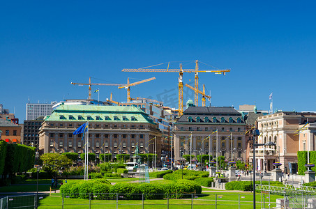 瑞典斯德哥尔摩摄影照片_瑞典斯德哥尔摩索德马尔姆岛瑞典皇家歌剧院 Riksplan