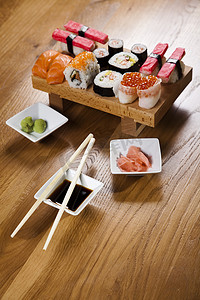 日本混合寿司，东方美食多彩主题