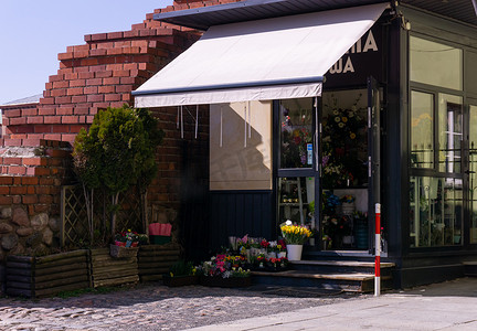 华沙市历史中心的小花店