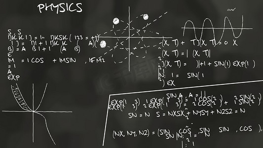 物理学摄影照片_物理理论图黑板