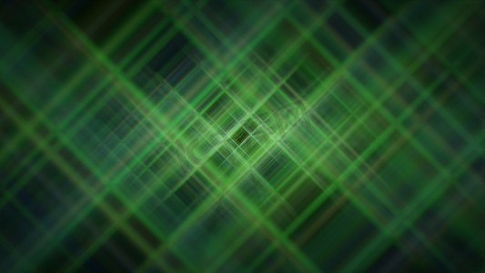 深色背景上带有绿色模糊线条的抽象背景 — 3D 渲染插图