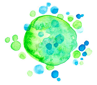 抽象水彩渐变绿色滴纹理。