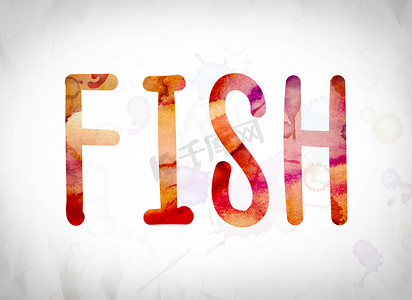 鱼概念艺术水彩字