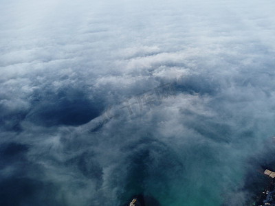 海洋模糊摄影照片_抽象空中自然夏季海洋日落海和天空背景。