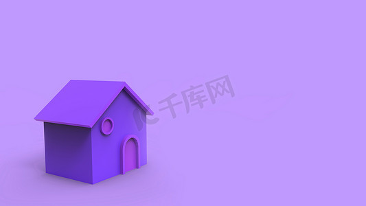 小紫罗兰色房子高清，浅青色背景。
