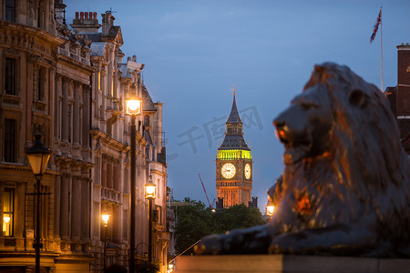 大本钟和特拉法加广场，伦敦，