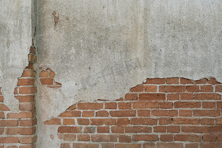 砖条墙石砖墙摄影照片_空的旧砖墙纹理。