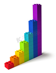 彩虹色指数增长 3D 积木