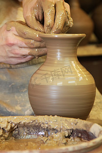 陶器摄影照片_陶瓷陶器制作过程。