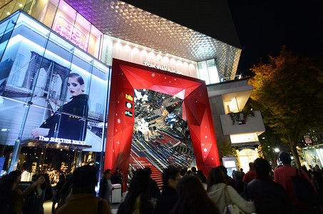 日本东京 — 2013年11月24日：在表参道街上的零售店周围购物的人们