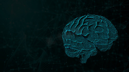 未来背景下数字大脑的 3D 插图、人工智能概念和思维可能性、计算机渲染背景