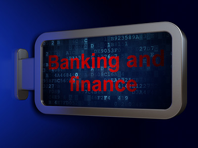 金融海报摄影照片_银行概念：广告牌背景上的银行和金融