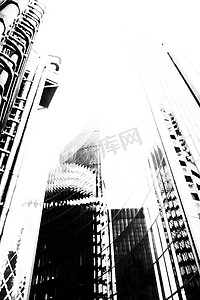 黑白数字插图摩天大楼