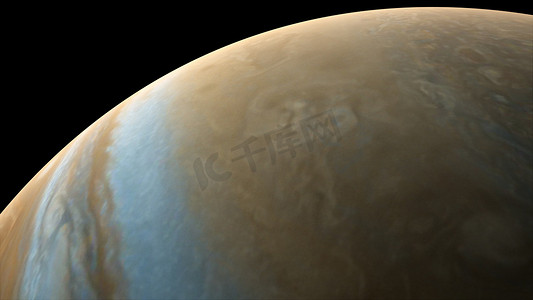 木星背景摄影照片_计算机生成的木星从黑暗面和明亮面的旋转。