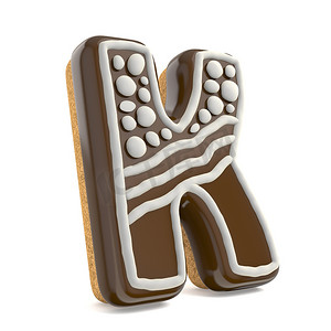 饼干字体摄影照片_字母 K 巧克力圣诞姜饼字体装饰着wh