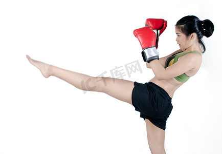 拳击可爱摄影照片_亚洲女拳手
