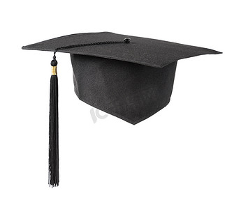 白色背景上的毕业帽