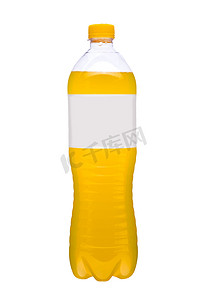 有黄色液体的塑料瓶有白色标签的