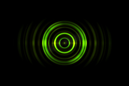 ba摄影照片_声波振荡绿光与圆旋转抽象 ba