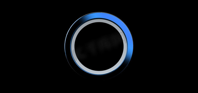 3d 渲染，黑色背景上的蓝色圆环。