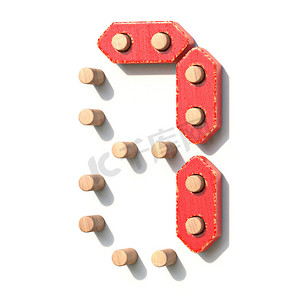 模块化摄影照片_木制玩具红色数字数字7 7 3D