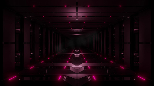 红色隧道走廊3D渲染插画背景壁纸