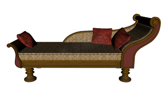 古代床摄影照片_Meridienne、复古沙发或床 — 3D 渲染
