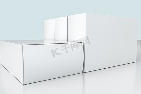 3d 渲染，白色包装盒，白色背景