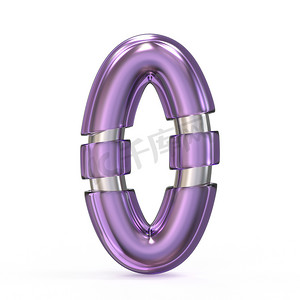 金属字0摄影照片_紫色宝石与金属芯字体 NUMBER 0 ZERO 3D