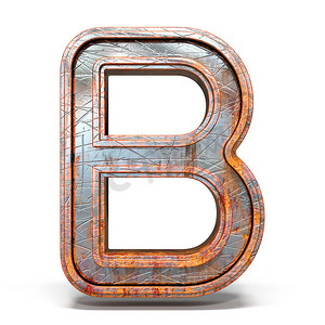 生锈的金属字体字母 B 3D