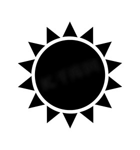 太阳图标摄影照片_在白色背景向量上孤立的太阳图标插图