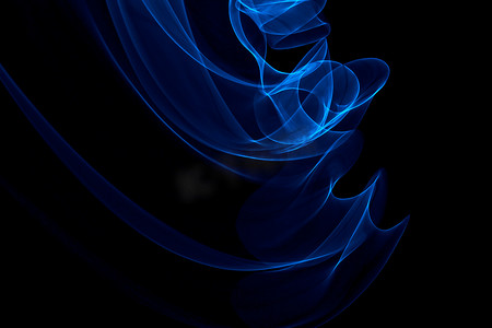 蓝元素摄影照片_发光的抽象弯曲的蓝色线