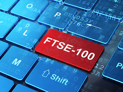股票市场指数概念：计算机键盘背景上的 FTSE-100
