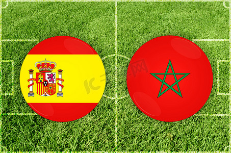 vs球摄影照片_西班牙 vs 摩洛哥足球比赛