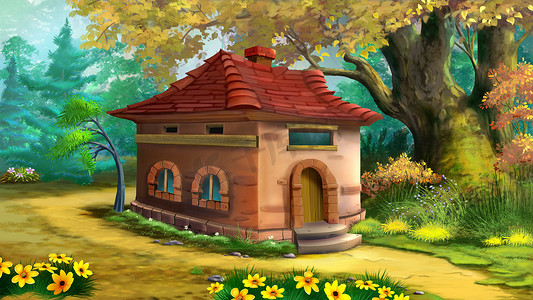 房子卡通房子摄影照片_童话卡通森林房子2