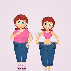 胖运动摄影照片_节食后的胖女人