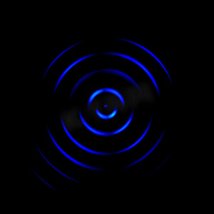 蓝色大气企业模板摄影照片_蓝色数字声波或圆形信号，抽象背景