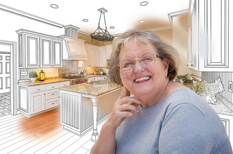 高级女性定制厨房设计图纸和照片