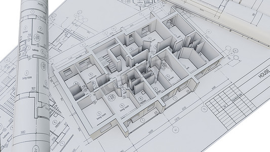 打印摄影照片_根据施工图建造房屋的墙壁