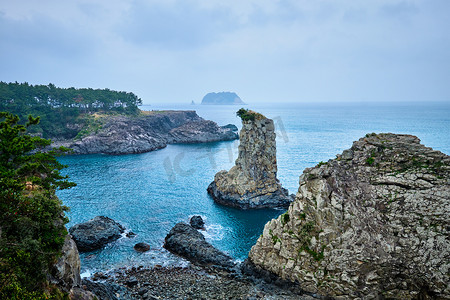 Oedolgae 岩石，济州岛，韩国