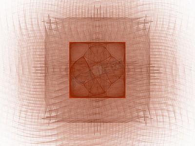 具有抽象分形形式的红色方形花卉图案的 3D 渲染