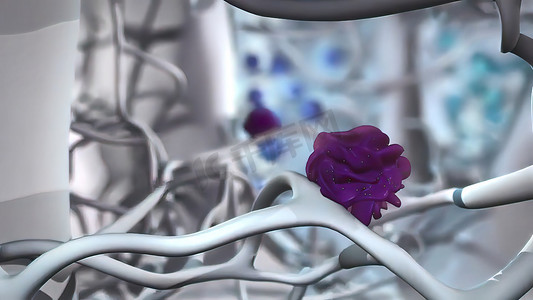 甲状腺炎摄影照片_淋巴结内的 3D 微生物学插图细胞