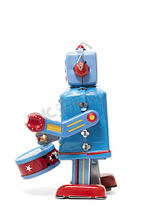 老式锡制机器人玩具