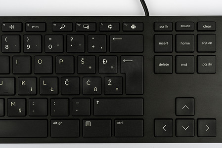 键盘黑色摄影照片_计算机键盘和符号。通信信息媒介。用于输入新想法和规划发展的笔记本电脑键盘。接入互联网的技术设备
