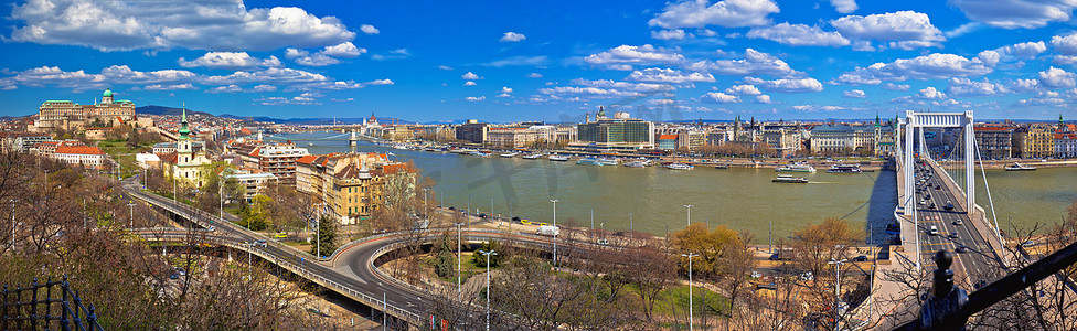 布达佩斯多瑙河滨水区全景