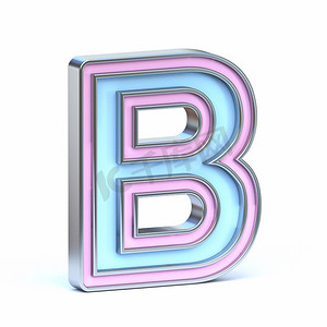 保价字体摄影照片_蓝色和粉色金属字体 Letter B 3D