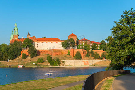 波兰克拉科夫 — 2017年8月11日：克拉科夫的地标瓦维尔城堡