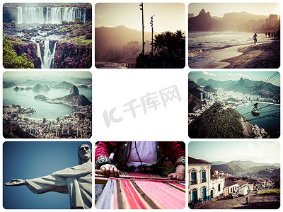 里约热内卢（巴西）图像拼贴画 - 旅行背景（米