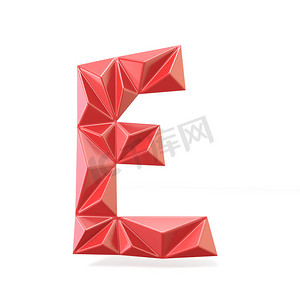 字体摄影照片_红色现代三角形字体字母 E.3D